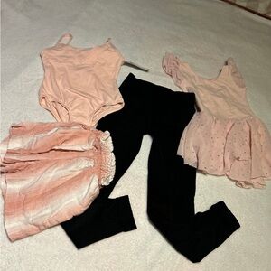 Pink Ballet Outfit Set with Black Leggings